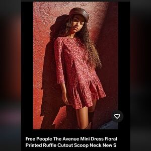 Free People  The Avenue Mini Dress Floral Pink Ruffled Bell Sleeve Sundress